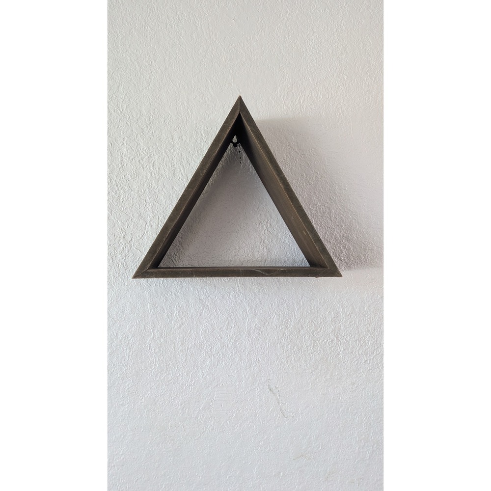 Rustic Wooden Triangle Floating Shelf Weathered Gray Geometric Wall Decor